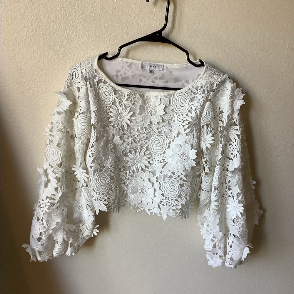 Milly Camilla Floral Crop Blouse - Picture 2 of 9